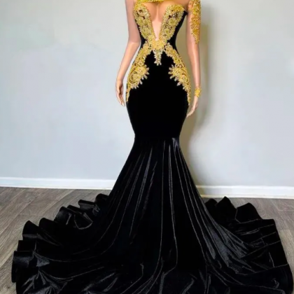 Dubai Fashion Prom Dresses 2024 One Shoulder Gold..