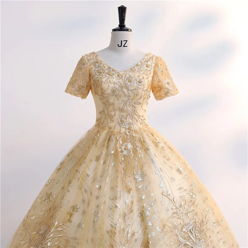 Luxe Ball Gown in Self-Embroidered Designer fabric main image 1