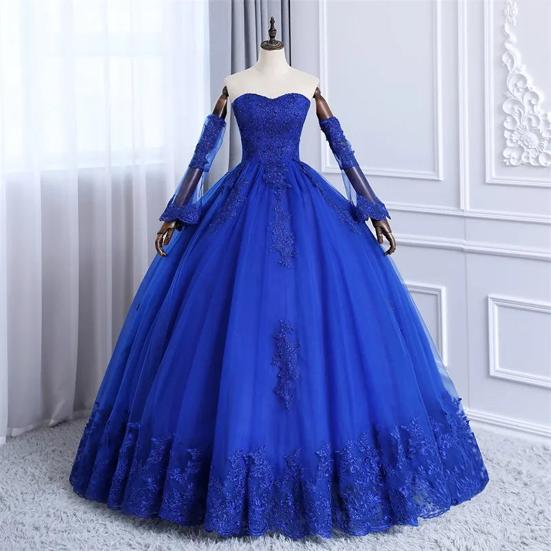 long sleeve royal blue quince dress Elizabeth K GL1976 Ball Gown Formal Dress Shops Royal Blue / M