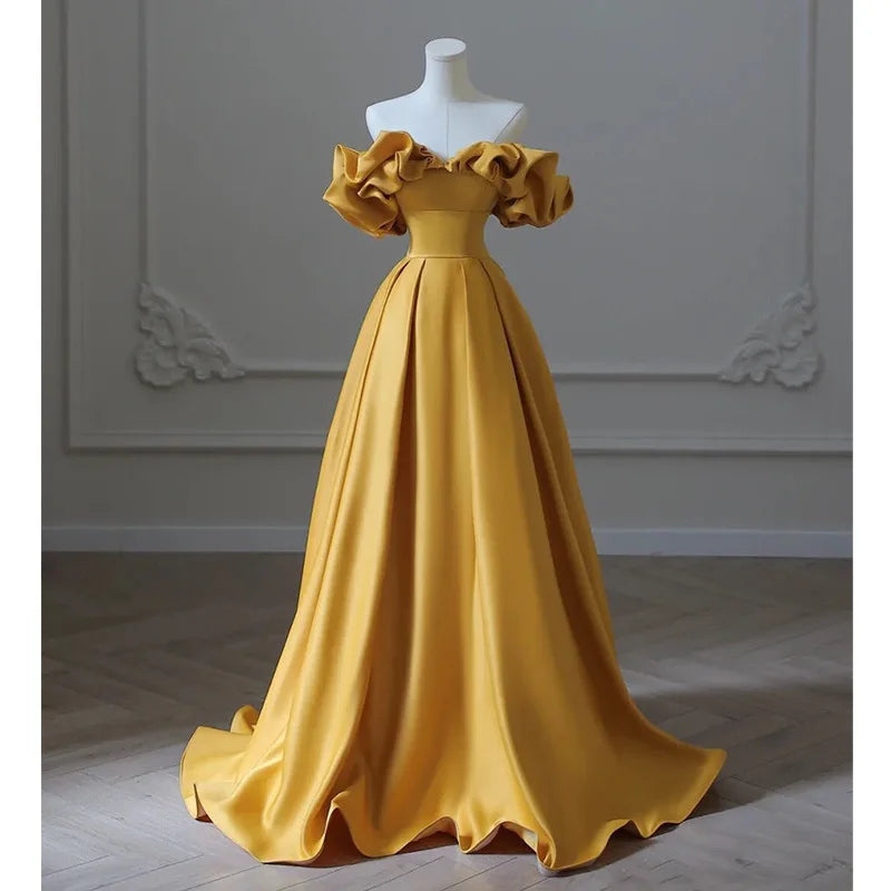 Mustard evening dress store
