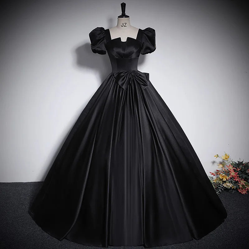 fitted lace wedding dress Amaya Black Sheath Sweetheart Long Satin Lace Appliques Prom Dress with Slit Black / 18