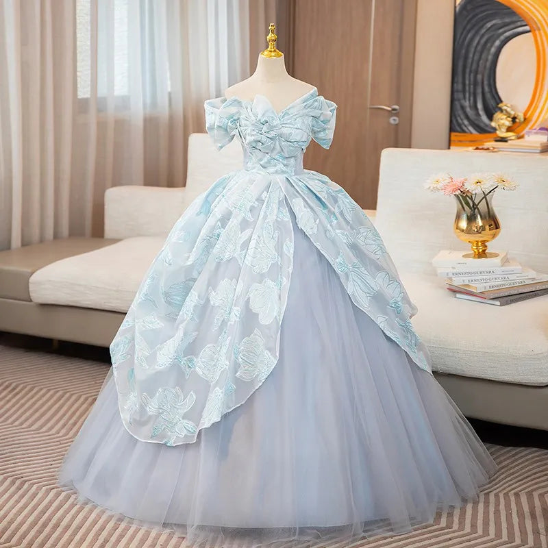 Elegant Blue Cinderella Tulle Flower Girl Dress on Luulla