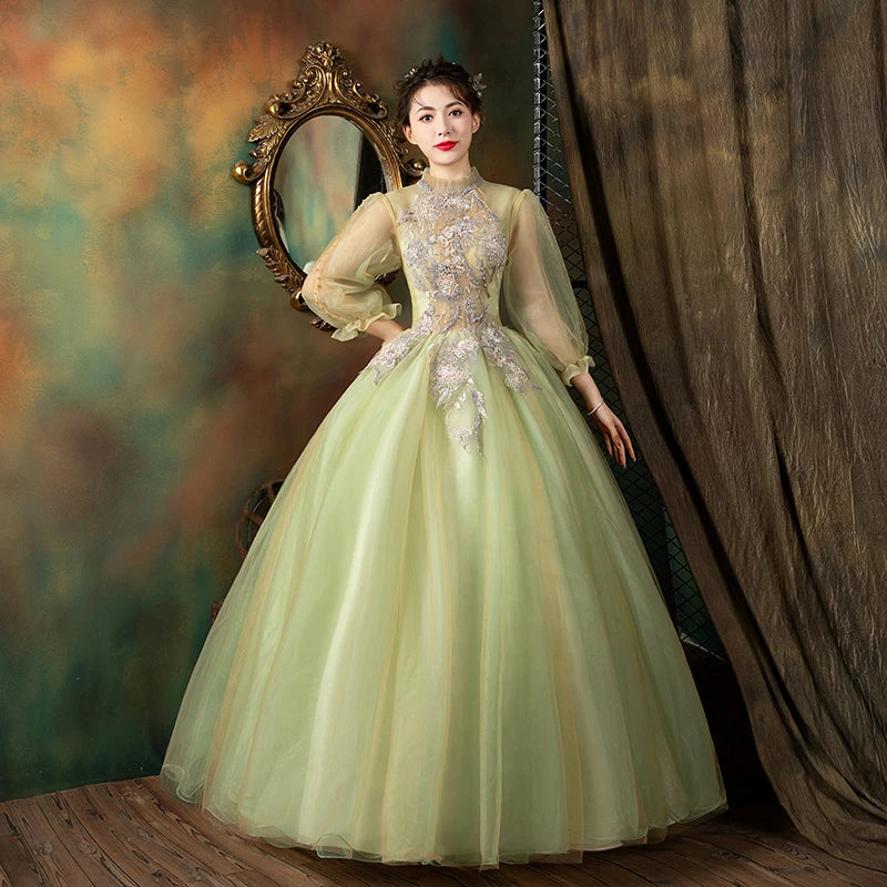 Elegant Vintage inspired Green Tulle Evening Gown on Luulla