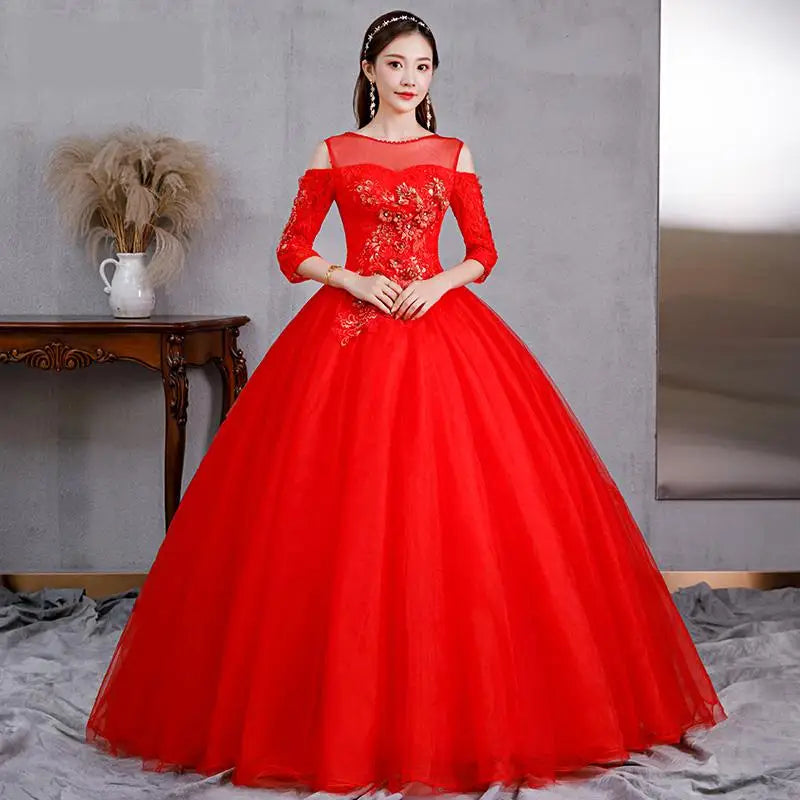 Elegant Red Off shoulder Ball Gown Dress on Luulla