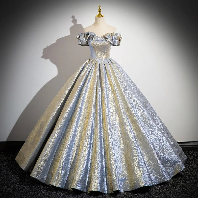 Shining Quinceanera Dresses Elegant Off The Shoulder Long Ball Gown Dress Sexy Backless Simple Princess Sukienka Balowa