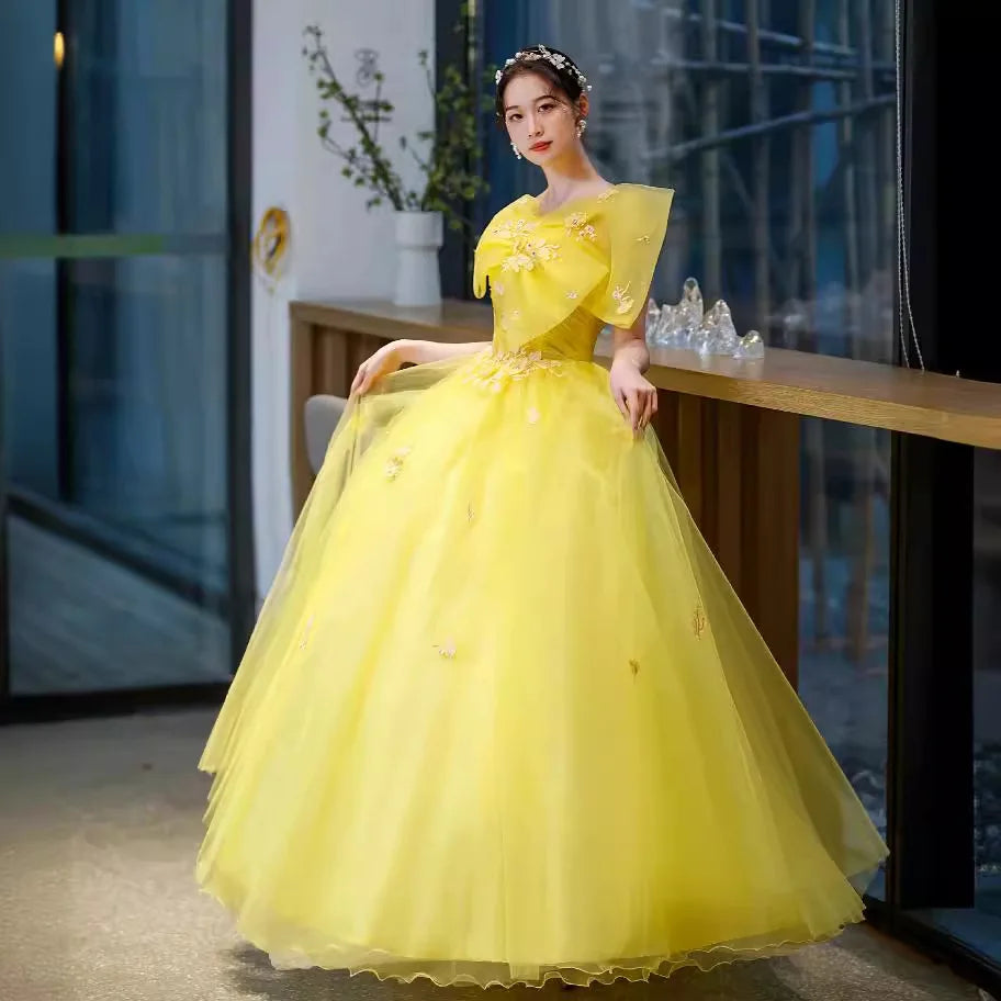 Elegant Yellow Princess Ball Gown Dress on Luulla