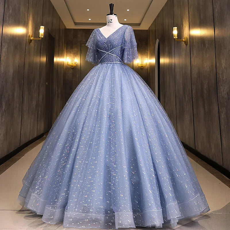 Blue glitter ball gown new arrivals