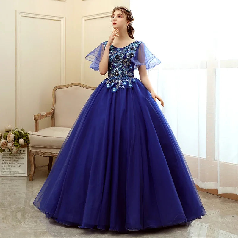 Elegant Royal Blue Embellished Princess Ball Gown on Luulla