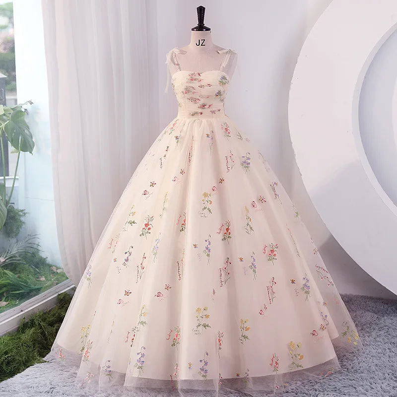 Elegant Floral Embroidered Tulle Wedding Ball Gown on Luulla