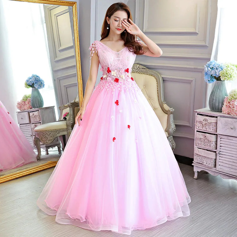 Elegant Pink Floral Embellished Evening Gown Dress on Luulla