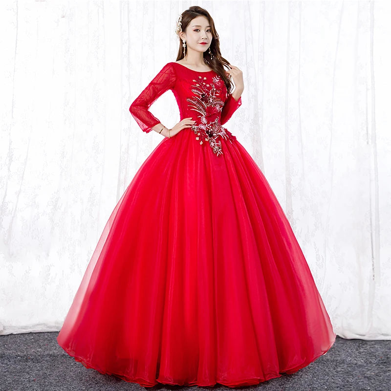 Red floral evening gown cheap