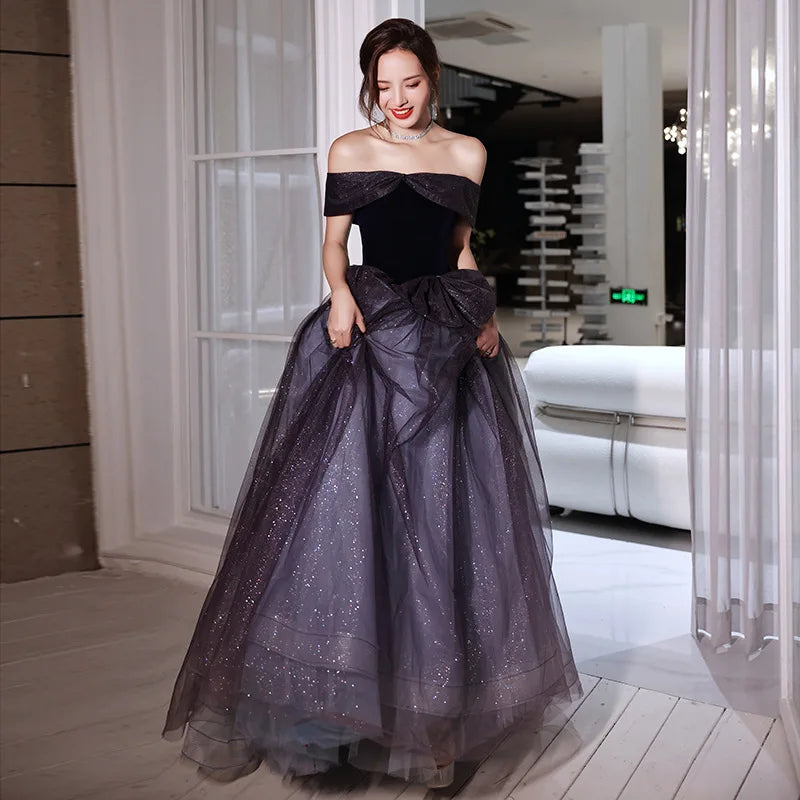 Elegant Off shoulder Sparkling Evening Gown Dress on Luulla