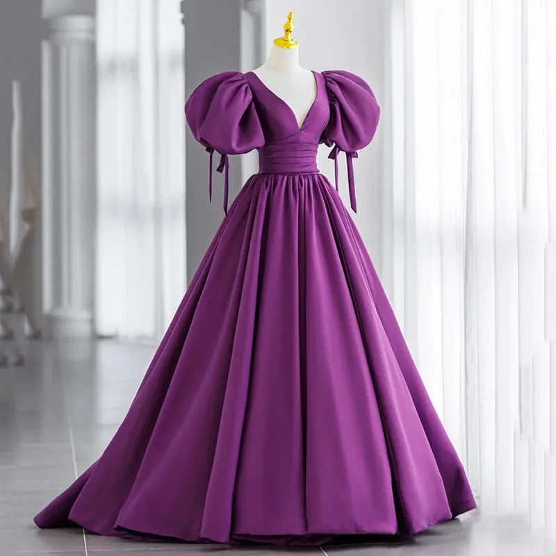 Purple gown with sleeves top