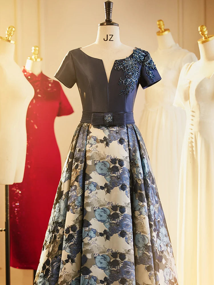 Elegant Floral A-line Evening Gown With Applique on Luulla