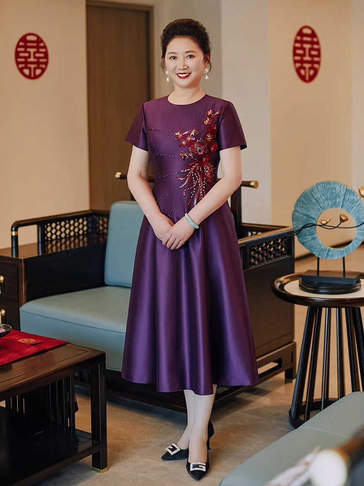 purple mid length dress Amazon.com: AOMEI Women's Elegant Pleated Midi Dress Colorful Outfit (Purple,4X-Large)  : Clothing, Shoes & Jewelry