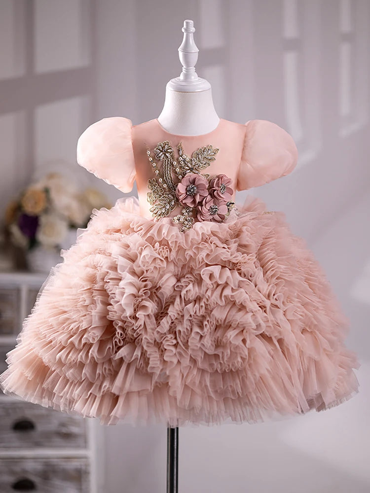 luxury baby dress Mila | 3D Pink Butterfly Girl Dress
