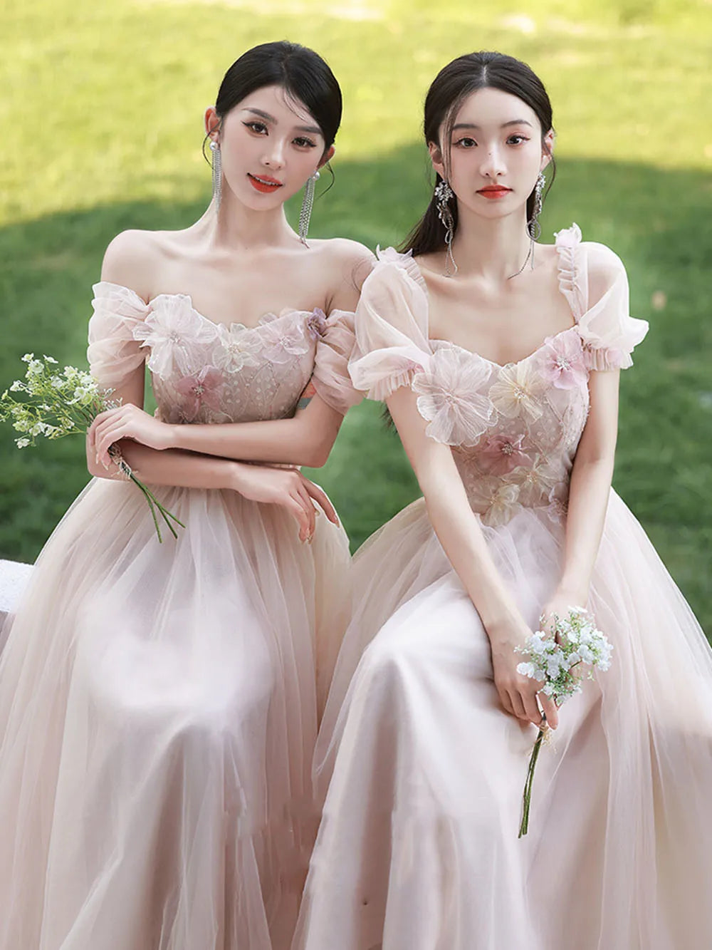 Mix And Match Floral Bridesmaid Dresses Elegant Bridesmaid Dresses With  Floral Embellishments On Luulla