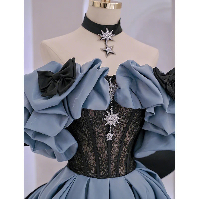 Victorian style Blue Corset Dress With Embellishments on Luulla