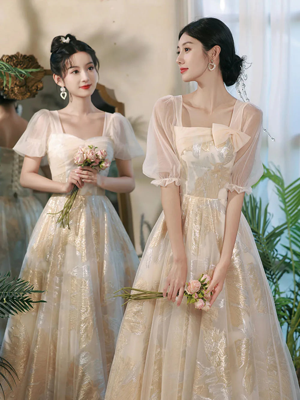 Bridesmaid dresses with sheer sleeves discount
