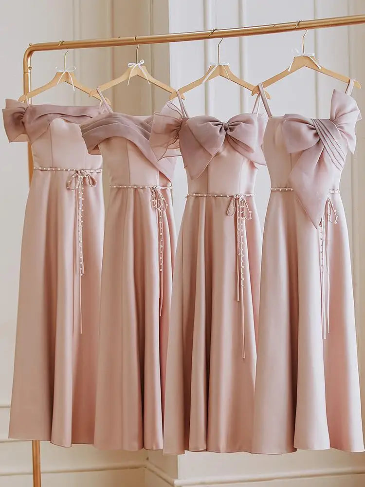 african style bridesmaid dresses Bardot Floral Print A-Line Scuba Foam Midi Dress - Blush main image 0