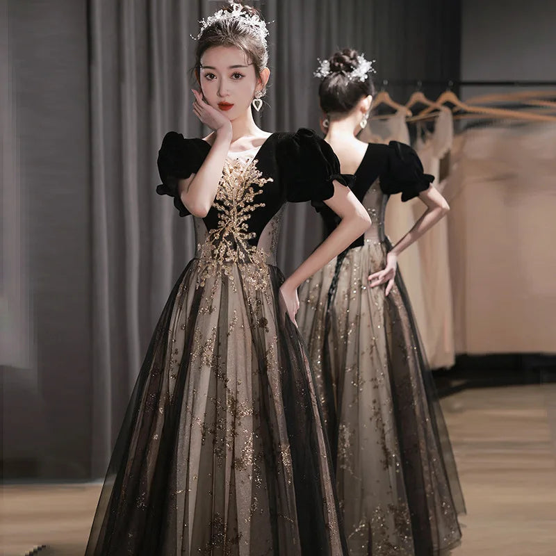 slim fit dress slacks Elegant Black and Gold One-Shoulder Long Formal Dress with Leg Slit Black / 1XL main image 0