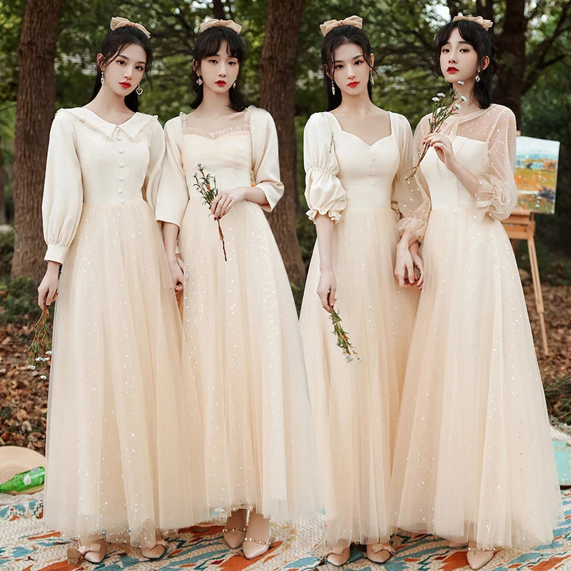Elegant Long sleeve Ivory Bridesmaid Tulle Dress on Luulla