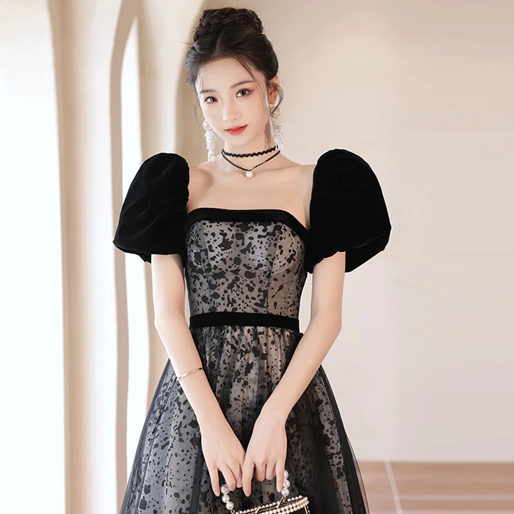 black velvet lace dress Amari Silk-Velvet Midi Dress in Black main image 0