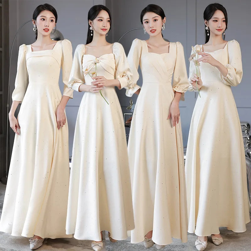 Cream long gown best sale