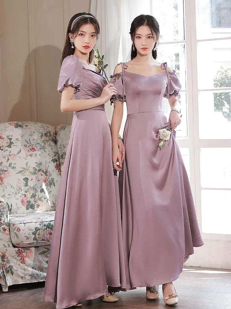 Lavender satin bridesmaid dresses outlet
