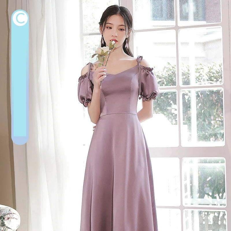 luulla bridesmaid dresses Off-shoulder Chiffon Bridesmaid Dress With Bows on Luulla