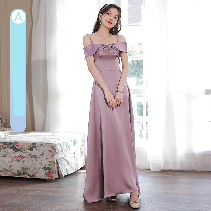 luulla bridesmaid dresses Off-shoulder Bridesmaid Dress With Slit Design on Luulla