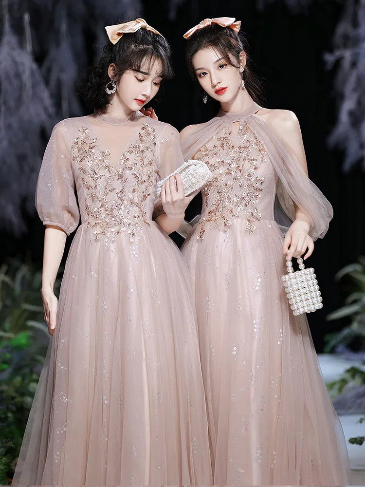 Sheer sleeve evening gown best sale