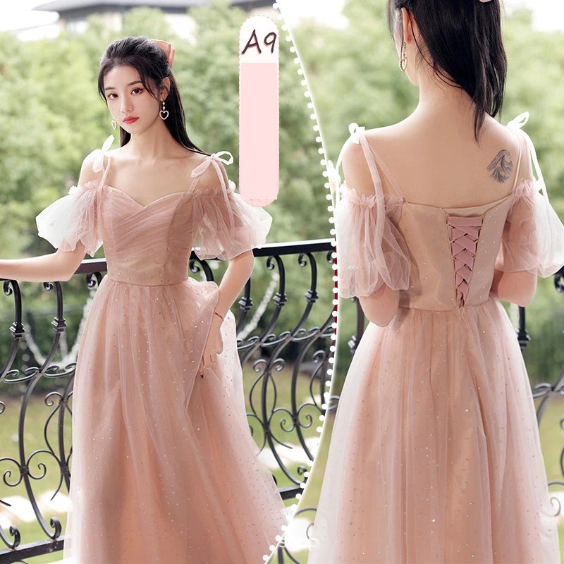 peach puffy bridesmaid dress Off the Shoulder Peach Prom Dress 2022 A-line 67393 viniodress – Viniodress main image 1