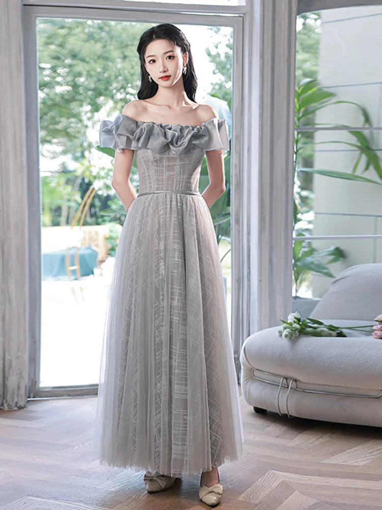 silver tulle bridesmaid dress Grey Bridesmaid dress with tulle skirt Long convertible Bridesmaid Dre   MarryLover