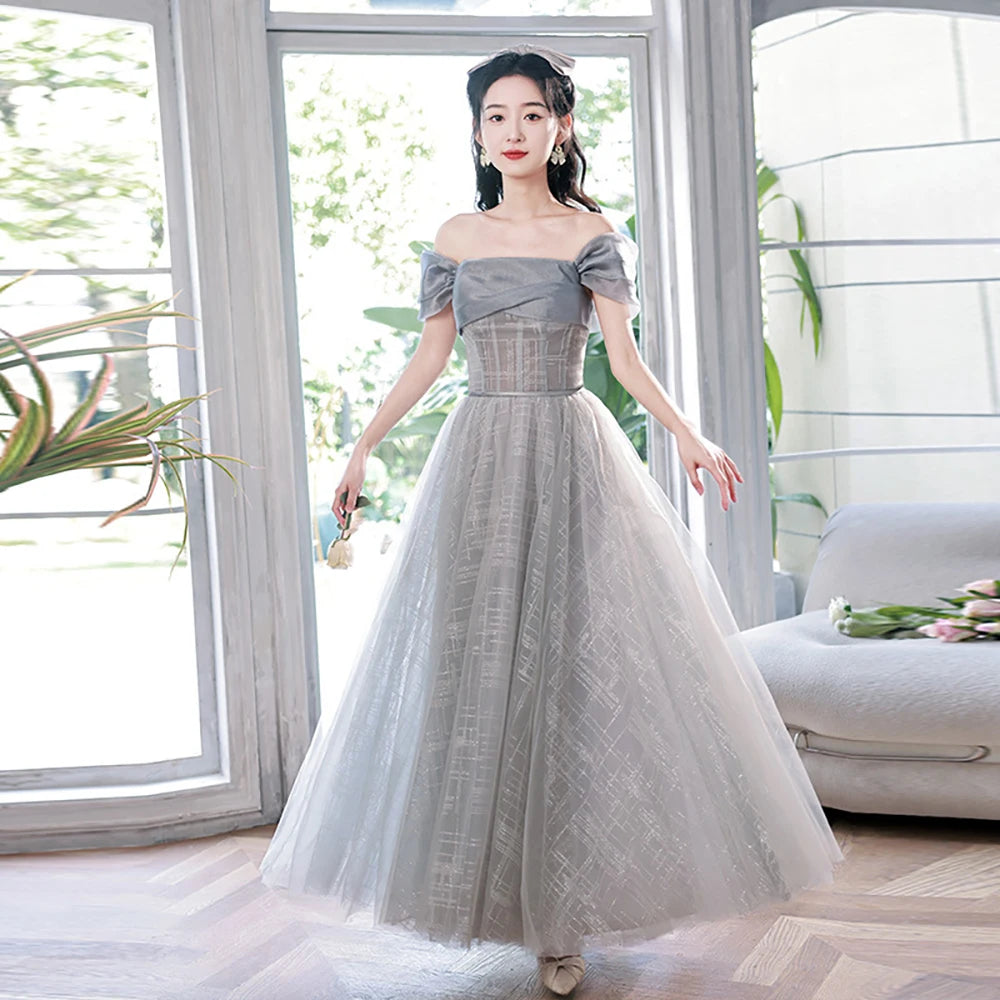 silver tulle bridesmaid dress Silver Grey Layered Tulle Party Dress