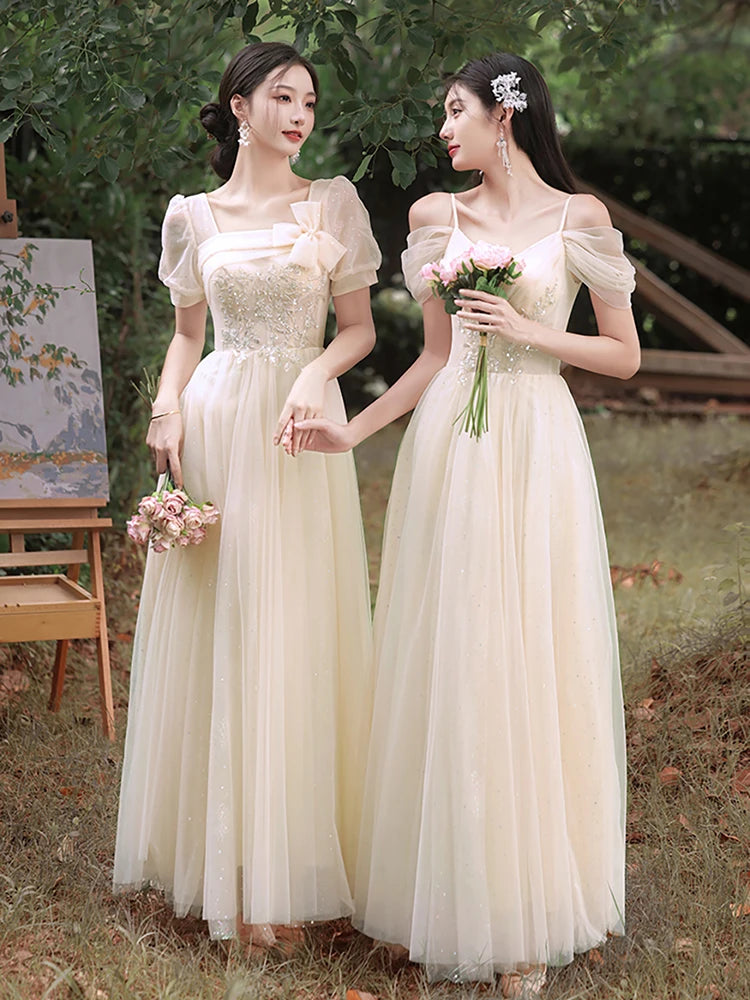 Elegant Bridesmaid Dresses With Puff Sleeves Design on Luulla