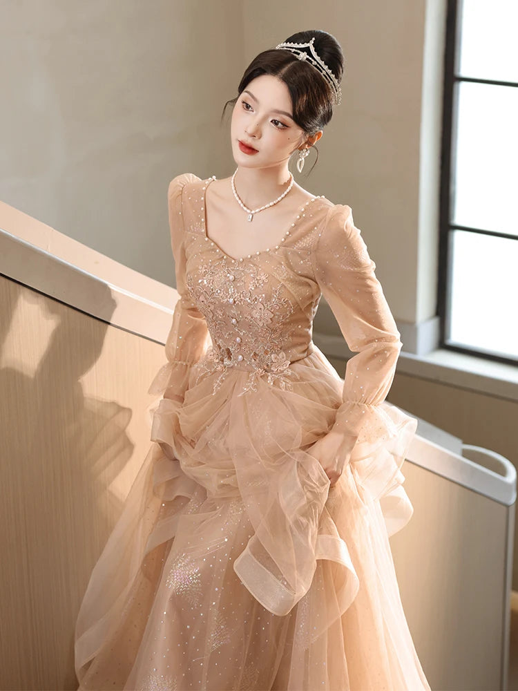 Champagne evening gown cheap