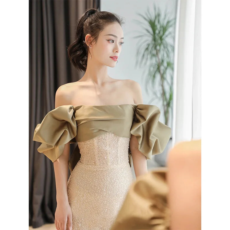 off the shoulder cowl neck wedding dress Off Shoulder Satin Wedding Dress with Pockets – VW2590 – Viniodress