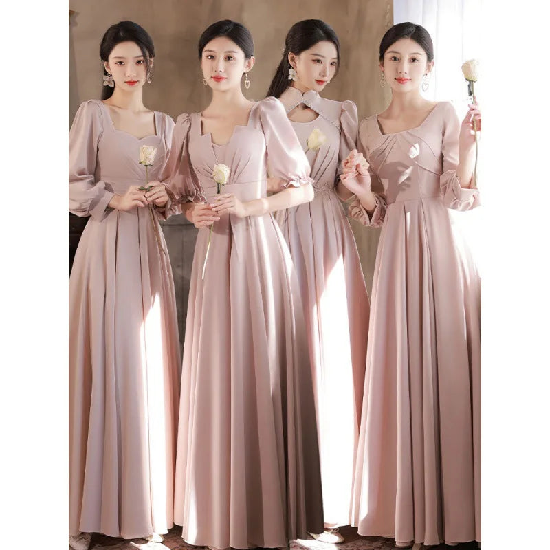 Elegant Long Sleeve Bridesmaid Dresses In Mauve
