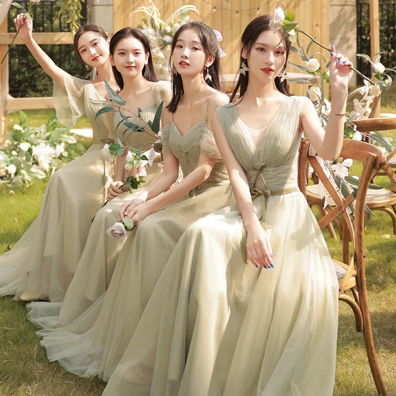 Elegant Sage Green Bridesmaid Dresses With Sleeves on Luulla