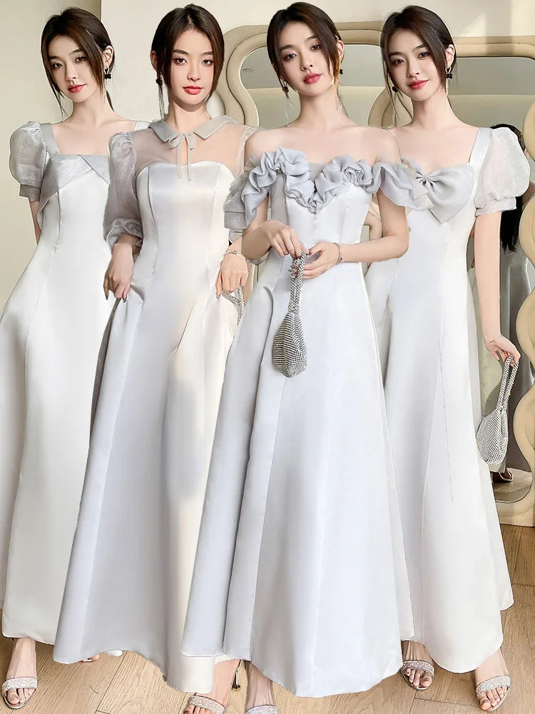 Elegant White Bridesmaid Dresses With Unique Sleeves