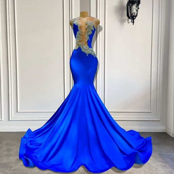 Beading Applique Prom Dresses for Graduation Royal Blue Mermaid Elegant Evening Gown Formal Occasion Dresses Vestidos De Graduacion