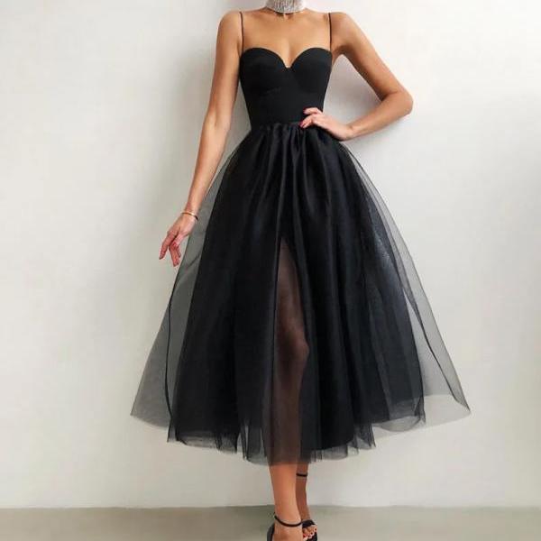 knee length dresses for ladies THE ONE Black Midi Tulle Dress main image 0