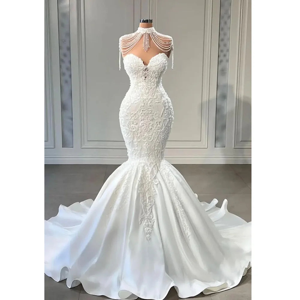 Mermaid, Beaded Long Sleeve Gown