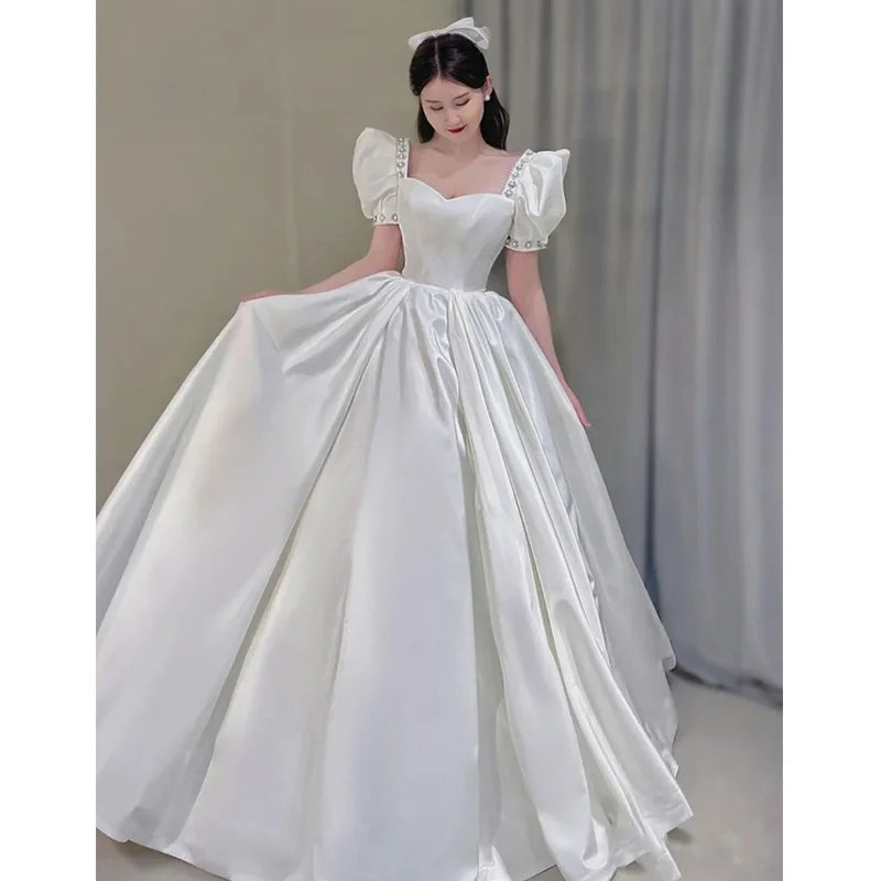Elegant Vintage-inspired Puff Sleeve Wedding Dress on Luulla