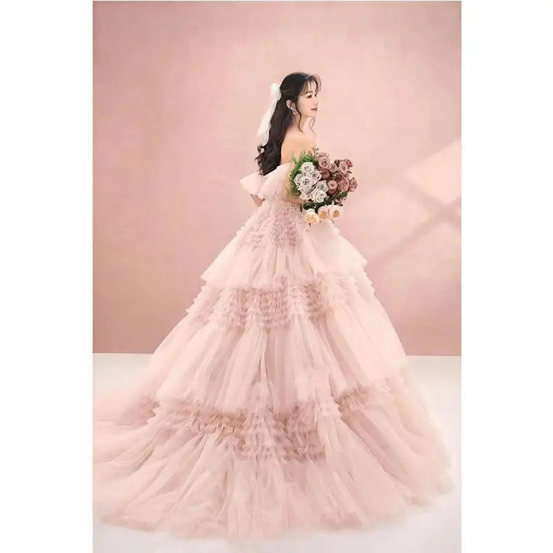 Layered tulle occasion dress pink