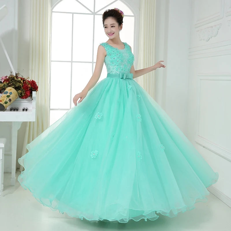 Leaf Embroidery Boned Ball Gown Mini Prom Bridal Gown Dress - Mint Green main image 0