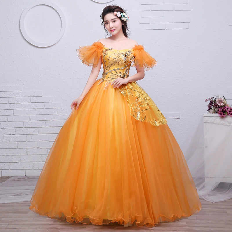 Stunning Orange One-Shoulder Ball Gown With Sequins