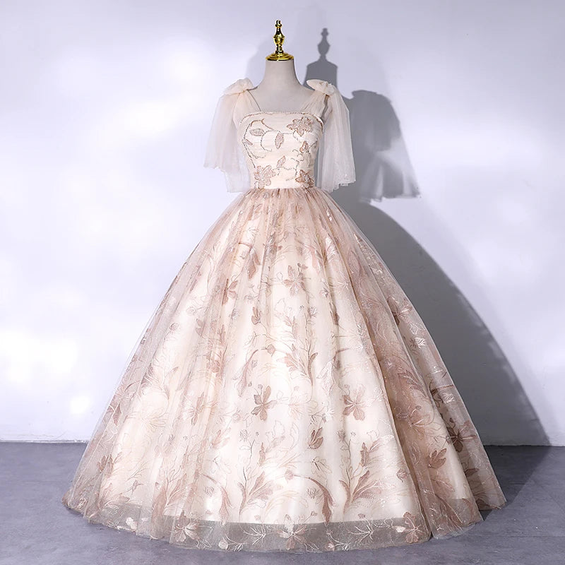 Elegant Floral Embroidered Vintage Evening Ball Gown on Luulla