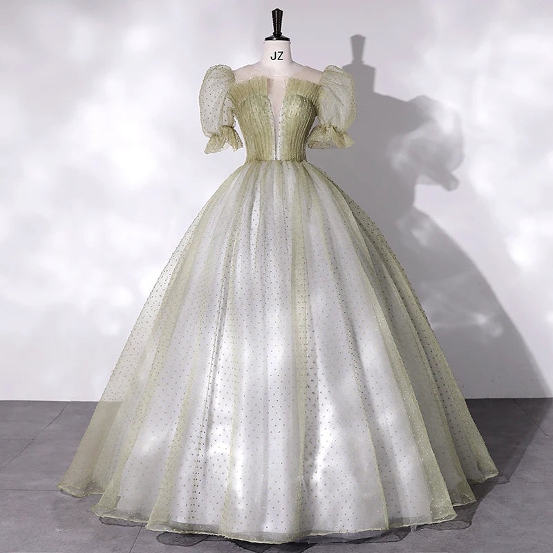 Elegant Vintage Ball Gown Dress With Puff Sleeves on Luulla — free download